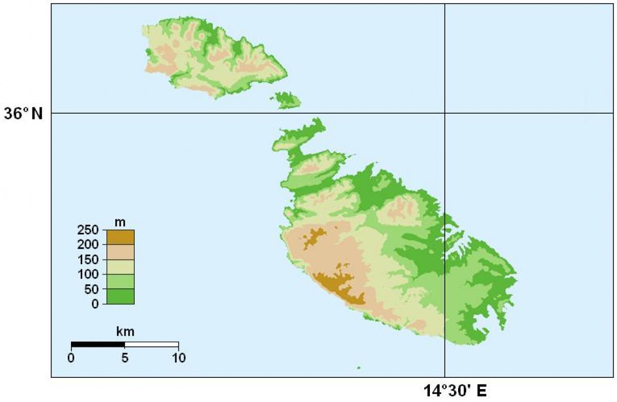 Mapa de altitud de Malta