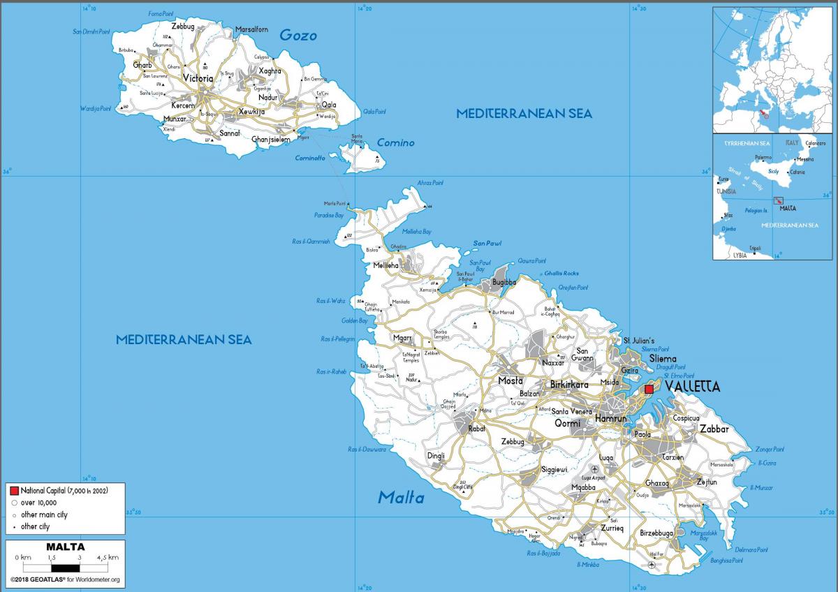 Mapa de conducción de Malta